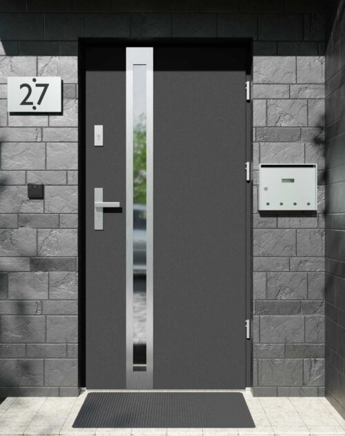 Drzwi zewnętrzne do domu z ościeżnicą aluminiową Otto 32B w systemie Alu
