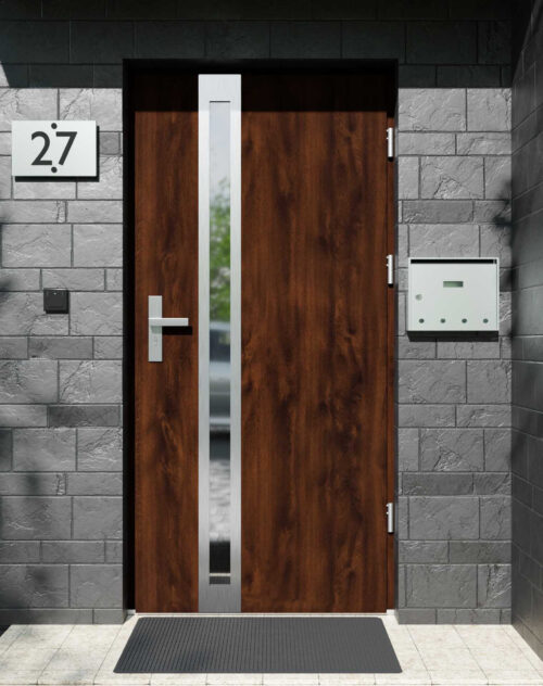 Drzwi zewnętrzne do domu z ościeżnicą drewnianą Otto 32B w systemie Wood extra