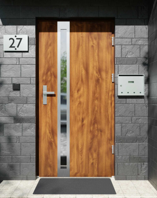 Drzwi zewnętrzne do domu z ościeżnicą drewnianą Otto 32B w systemie Wood extra