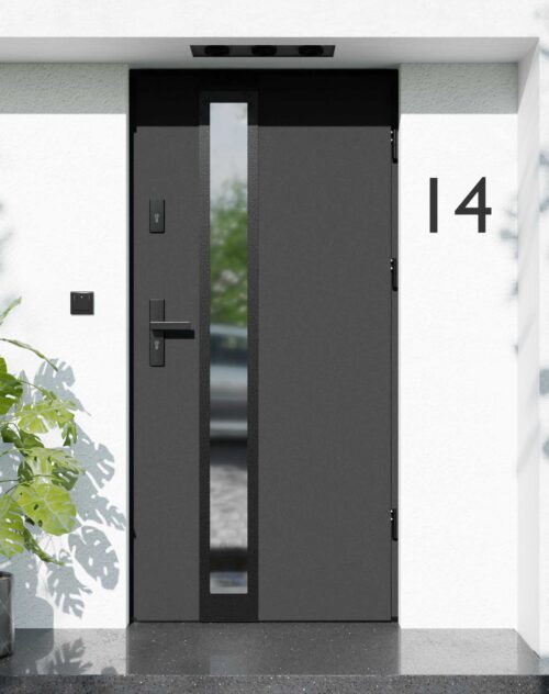 Drzwi zewnętrzne do domu z ościeżnicą aluminiową Otto 33B Noir Matt w systemie Alu
