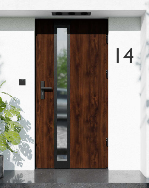 Drzwi zewnętrzne do domu z ościeżnicą drewnianą Otto 33B Noir Matt w systemie Wood extra