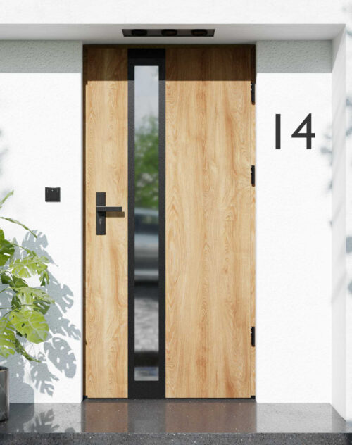 Drzwi zewnętrzne do domu z ościeżnicą drewnianą Otto 33B Noir Matt w systemie Wood extra