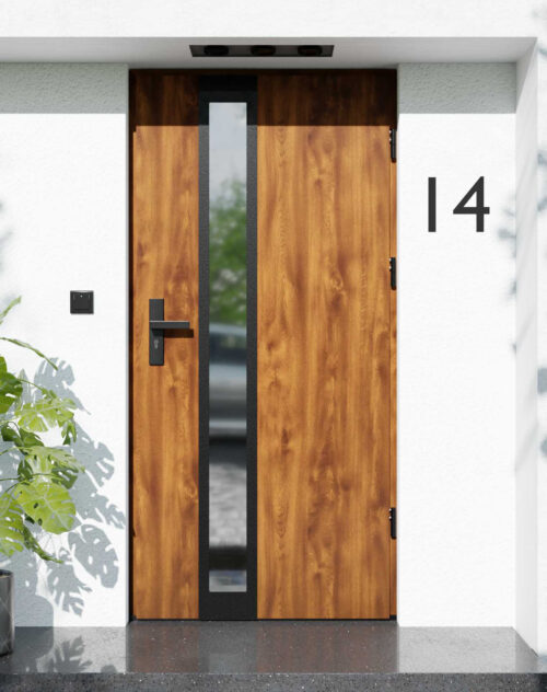 Drzwi zewnętrzne do domu z ościeżnicą drewnianą Otto 33B Noir Matt w systemie Wood extra