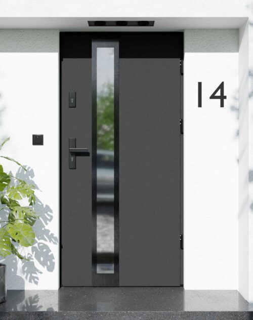 Drzwi zewnętrzne do domu z ościeżnicą aluminiową Otto 33B Noir w systemie Alu
