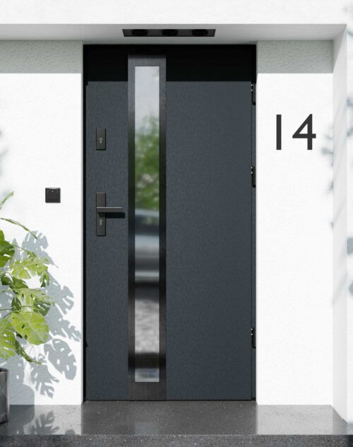 Drzwi zewnętrzne do domu z ościeżnicą aluminiową Otto 33B Noir w systemie Alu