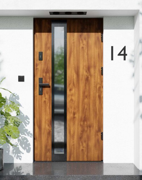 Drzwi zewnętrzne do domu z ościeżnicą aluminiową Otto 33B Noir w systemie Alu