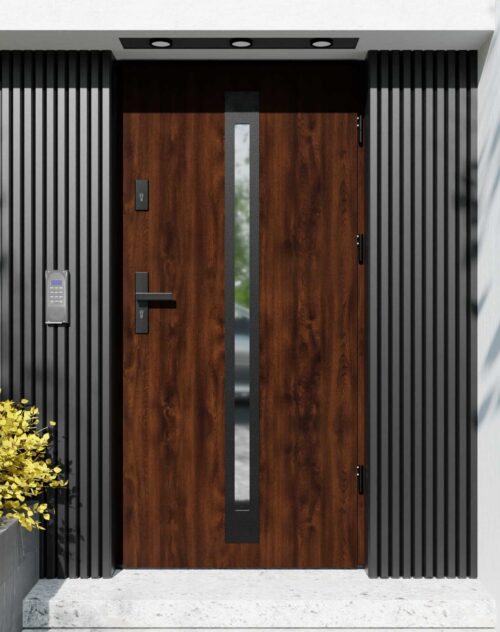 Drzwi zewnętrzne do domu z ościeżnicą aluminiową Otto 34 Noir Matt w systemie Alu