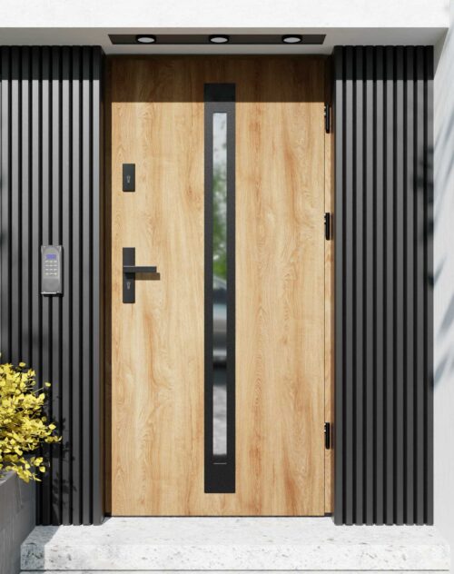 Drzwi zewnętrzne do domu z ościeżnicą aluminiową Otto 34 Noir Matt w systemie Alu