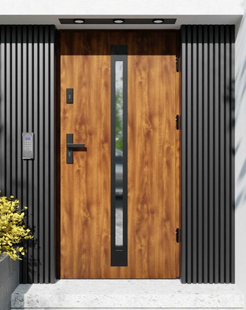 Drzwi zewnętrzne do domu z ościeżnicą aluminiową Otto 34 Noir Matt w systemie Alu