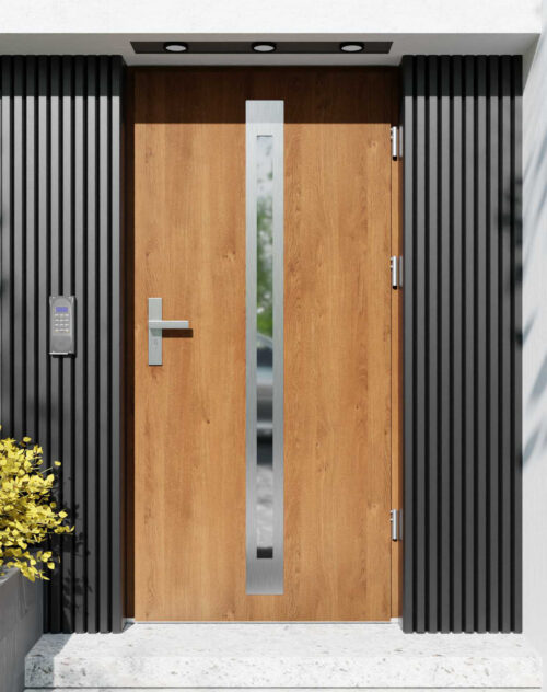 Drzwi zewnętrzne do domu z ościeżnicą aluminiową Otto 34 w systemie Alu extra