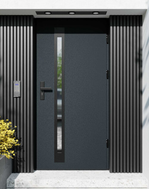 Drzwi zewnętrzne do domu z ościeżnicą aluminiową Otto 34B Noir Matt w systemie Alu extra