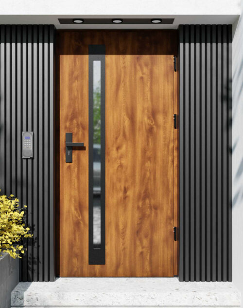 Drzwi zewnętrzne do domu z ościeżnicą aluminiową Otto 34B Noir Matt w systemie Alu extra
