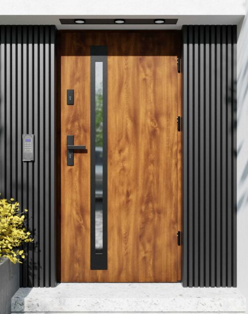 Drzwi zewnętrzne do domu z ościeżnicą aluminiową Otto 34B Noir Matt w systemie Alu