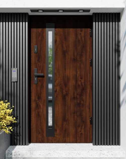 Drzwi zewnętrzne do domu z ościeżnicą aluminiową Otto 34B Noir Matt w systemie Alu