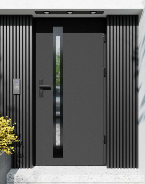 Drzwi zewnętrzne do domu z ościeżnicą aluminiową Otto 34B Noir w systemie Alu extra RC2