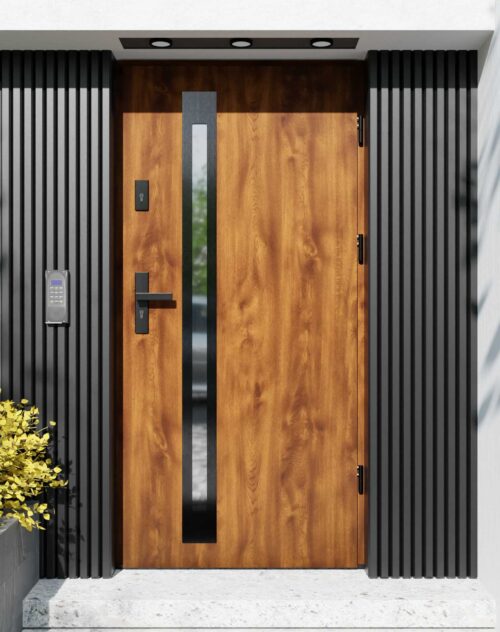 Drzwi zewnętrzne do domu z ościeżnicą aluminiową Otto 34B Noir w systemie Alu