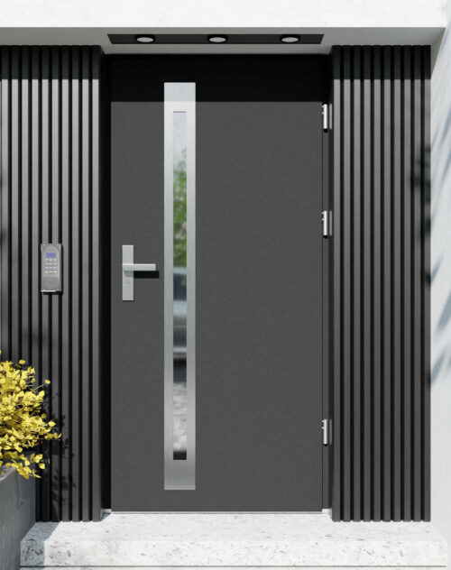 Drzwi zewnętrzne do domu z ościeżnicą aluminiową Otto 34B w systemie Alu extra