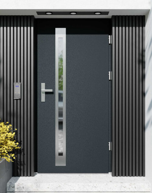 Drzwi zewnętrzne do domu z ościeżnicą aluminiową Otto 34B w systemie Alu extra