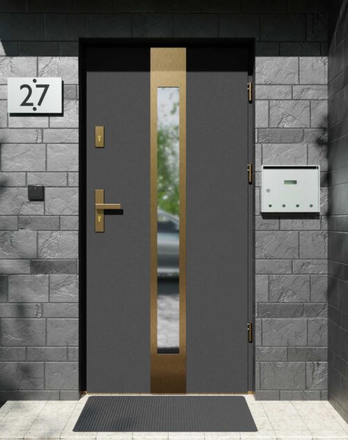 Drzwi zewnętrzne do domu z ościeżnicą aluminiową Otto 35 Gold w systemie Alu