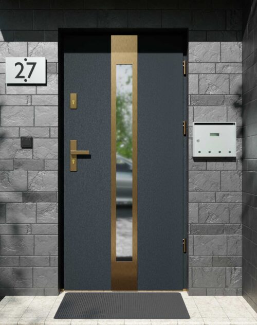 Drzwi zewnętrzne do domu z ościeżnicą aluminiową Otto 35 Gold w systemie Alu