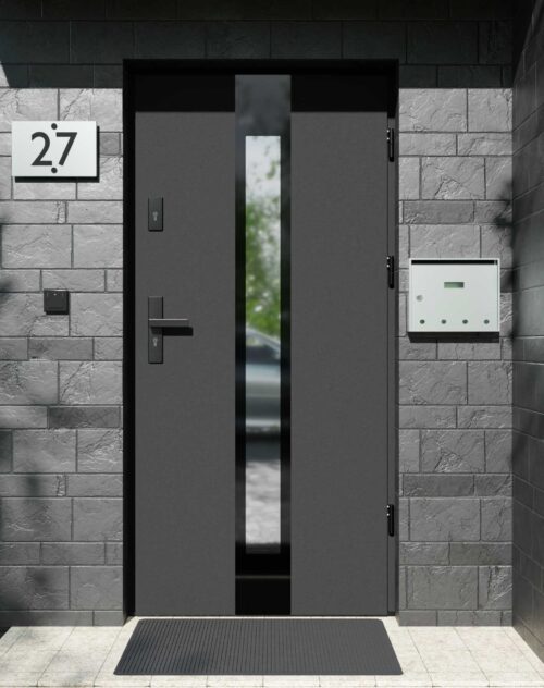 Drzwi zewnętrzne do domu z ościeżnicą aluminiową Otto 35 Noir Glass w systemie Alu
