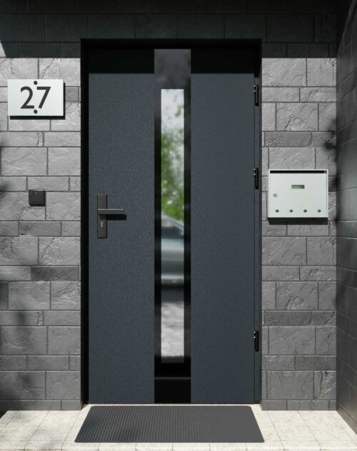 Drzwi zewnętrzne do domu z ościeżnicą aluminiową Otto 35 Noir Glass w systemie Alu extra