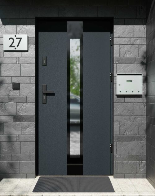 Drzwi zewnętrzne do domu z ościeżnicą aluminiową Otto 35 Noir Glass w systemie Alu