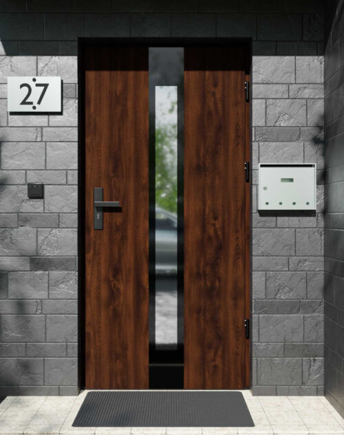 Drzwi zewnętrzne do domu z ościeżnicą aluminiową Otto 35 Noir Glass w systemie Alu extra