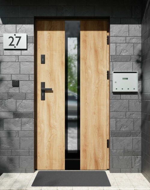 Drzwi zewnętrzne do domu z ościeżnicą aluminiową Otto 35 Noir Glass w systemie Alu