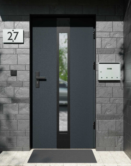 Drzwi zewnętrzne do domu z ościeżnicą aluminiową Otto 35 Noir Matt w systemie Alu extra RC2