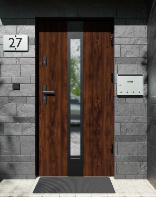 Drzwi zewnętrzne do domu z ościeżnicą aluminiową Otto 35 Noir Matt w systemie Alu