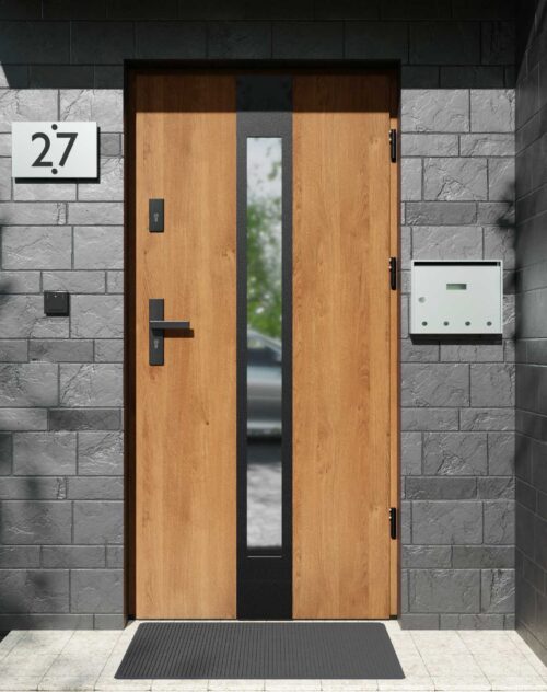 Drzwi zewnętrzne do domu z ościeżnicą aluminiową Otto 35 Noir Matt w systemie Alu