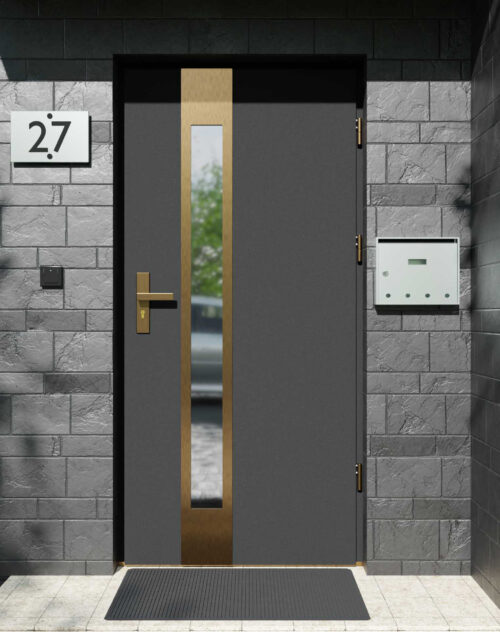 Drzwi zewnętrzne do domu z ościeżnicą aluminiową Otto 35B Gold w systemie Alu extra