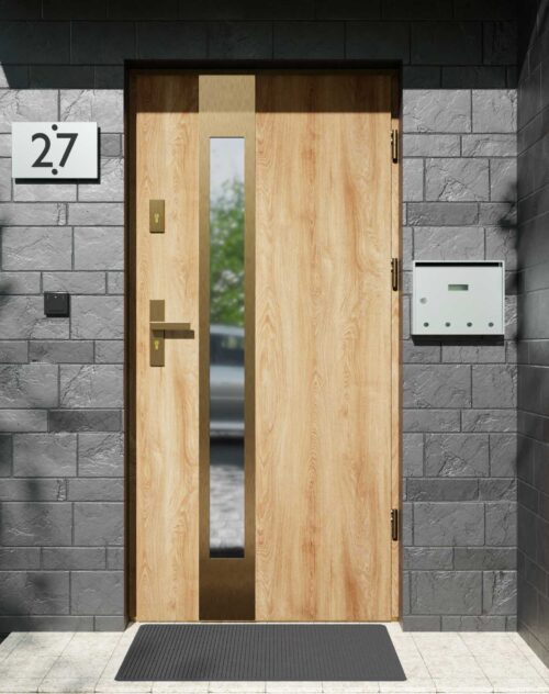 Drzwi zewnętrzne do domu z ościeżnicą aluminiową Otto 35B Gold w systemie Alu