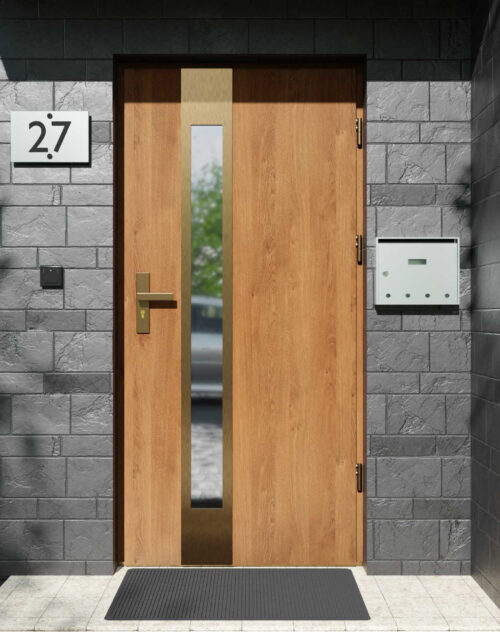 Drzwi zewnętrzne do domu z ościeżnicą aluminiową Otto 35B Gold w systemie Alu extra
