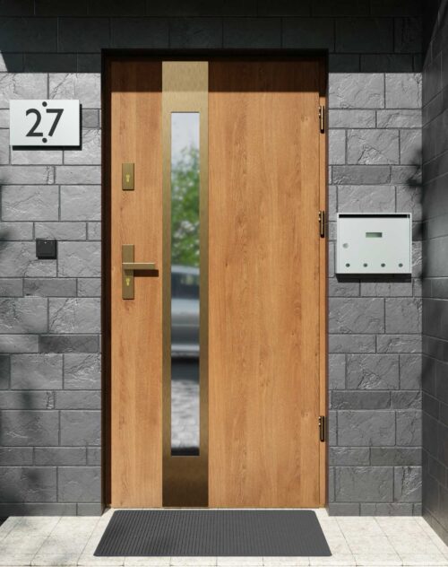 Drzwi zewnętrzne do domu z ościeżnicą aluminiową Otto 35B Gold w systemie Alu