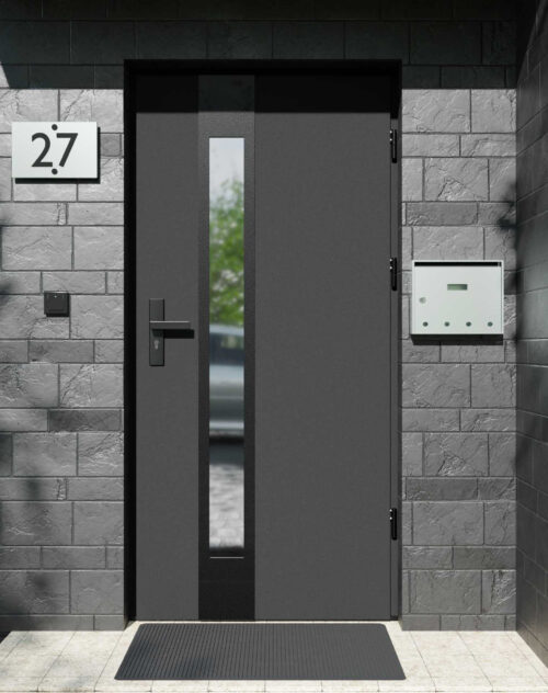Drzwi zewnętrzne do domu z ościeżnicą aluminiową Otto 35B Noir Matt w systemie Alu extra RC2