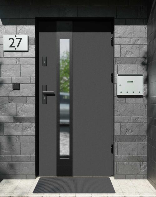 Drzwi zewnętrzne do domu z ościeżnicą aluminiową Otto 35B Noir Matt w systemie Alu
