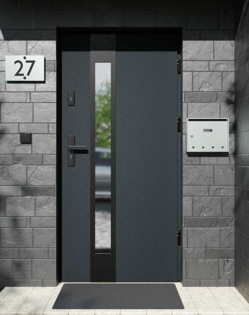 Drzwi zewnętrzne do domu z ościeżnicą aluminiową Otto 35B Noir Matt w systemie Alu