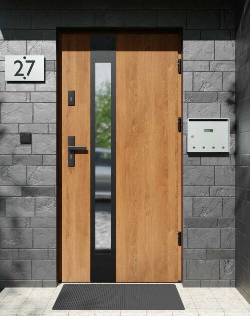 Drzwi zewnętrzne do domu z ościeżnicą aluminiową Otto 35B Noir Matt w systemie Alu