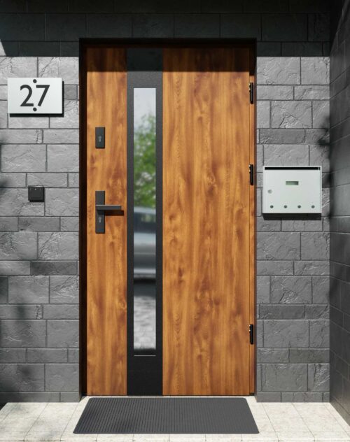 Drzwi zewnętrzne do domu z ościeżnicą aluminiową Otto 35B Noir Matt w systemie Alu