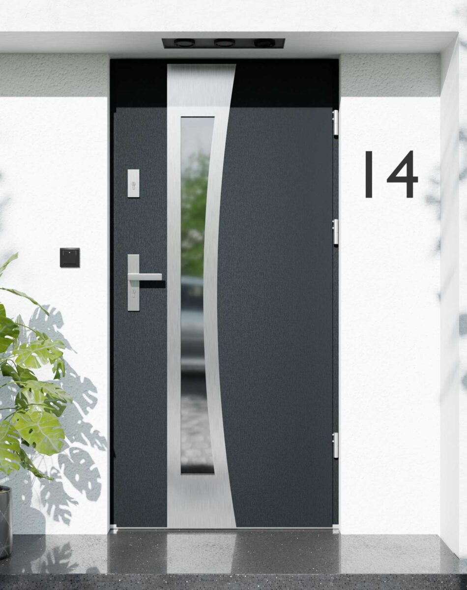 Drzwi zewnętrzne do domu z ościeżnicą aluminiową Otto 17B w systemie Alu