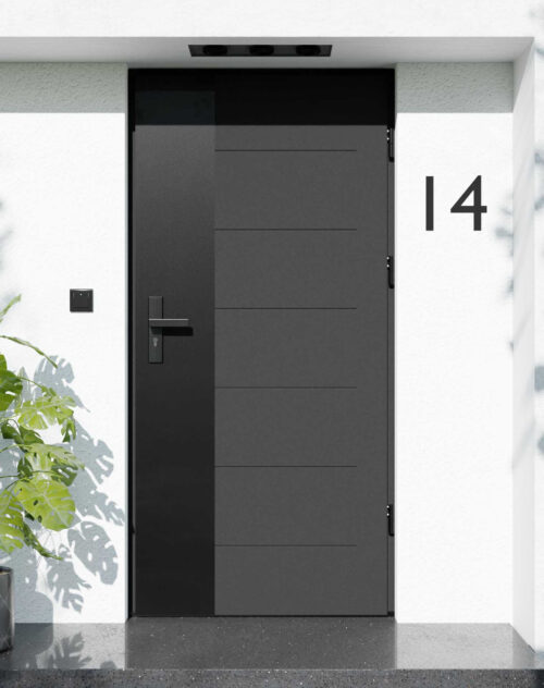 Drzwi zewnętrzne do domu z ościeżnicą aluminiową Libre 02 Noir Matt w systemie Alu extra