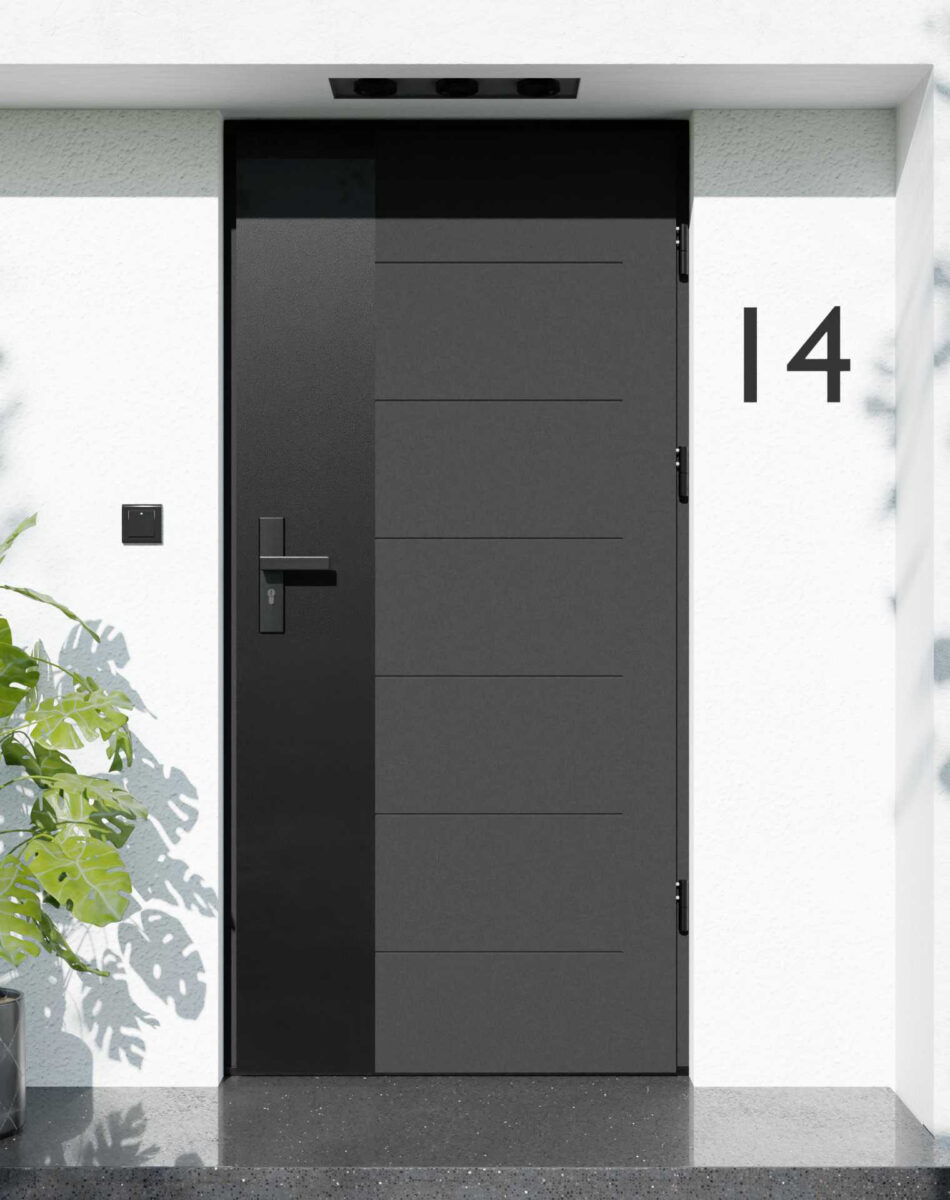 Drzwi zewnętrzne do domu z ościeżnicą aluminiową Libre 02 Noir Matt w systemie Alu extra