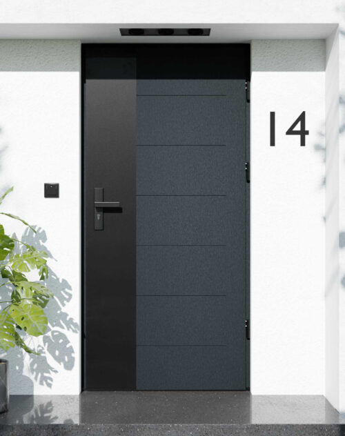 Drzwi zewnętrzne do domu z ościeżnicą aluminiową Libre 02 Noir Matt w systemie Alu extra