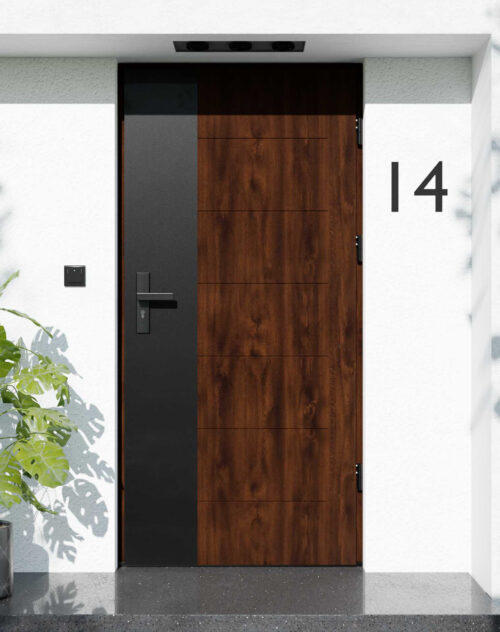 Drzwi zewnętrzne do domu z ościeżnicą aluminiową Libre 02 Noir Matt w systemie Alu extra