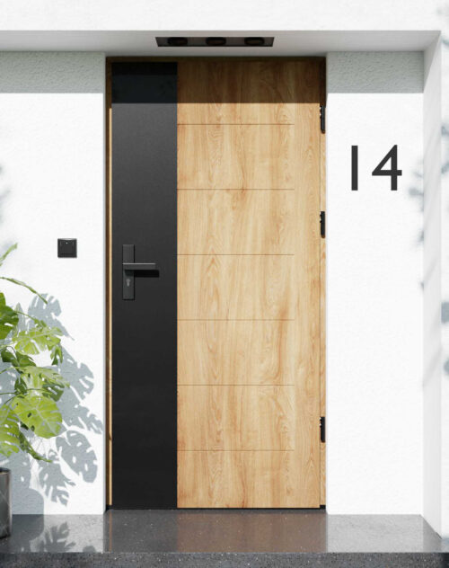 Drzwi zewnętrzne do domu z ościeżnicą aluminiową Libre 02 Noir Matt w systemie Alu extra