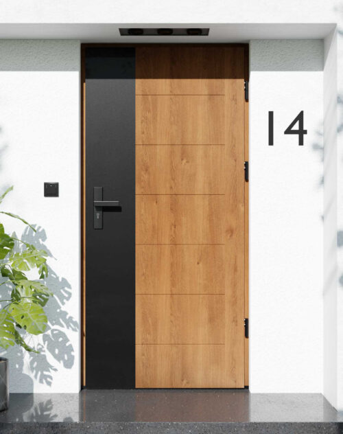 Drzwi zewnętrzne do domu z ościeżnicą aluminiową Libre 02 Noir Matt w systemie Alu extra