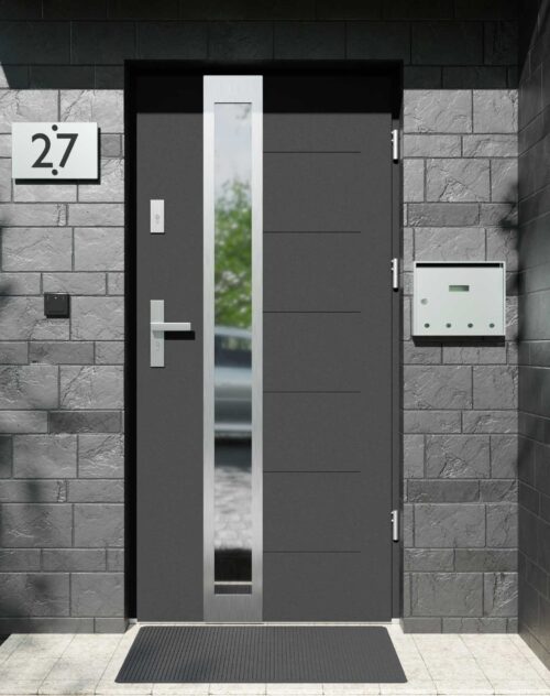 Drzwi zewnętrzne do domu z ościeżnicą aluminiową Libre 33B w systemie Alu