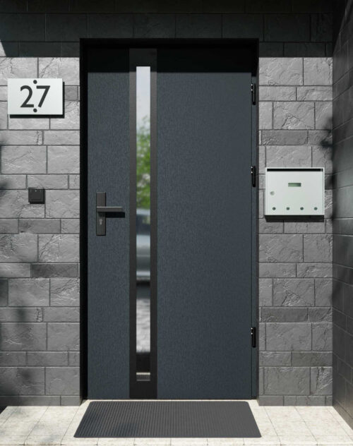 Drzwi zewnętrzne do domu z ościeżnicą aluminiową Otto 32B Noir Matt w systemie Alu extra